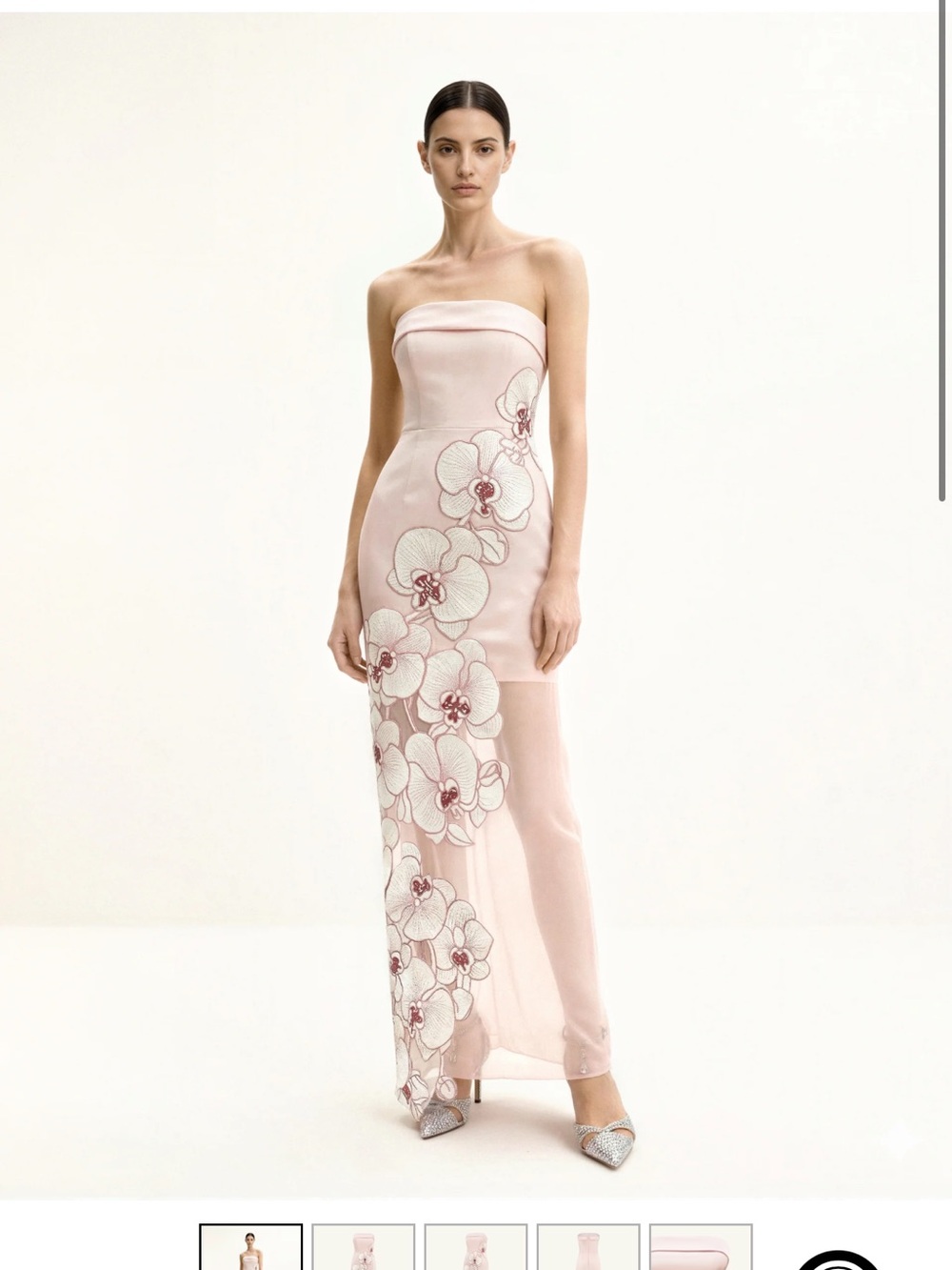 JW PEI Strapless Blush Pink Floral Appliqué Dress